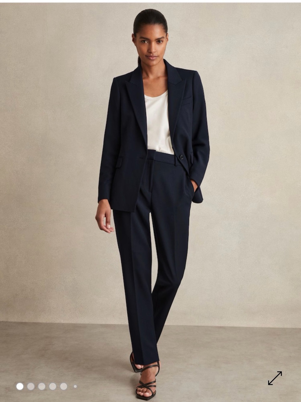 Reiss Navy Gabi Slim-Fit Suit Trousers Size 10